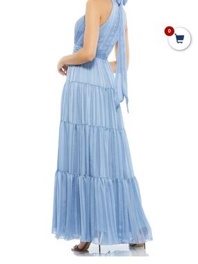 Mac Duggal Light Blue Pleated Maxi Dress